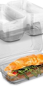 Disposable Plastic Hinged Loaf Containers - Durable Small Hoagie Container - Perfect For Hoagies, Fruits, Salad
