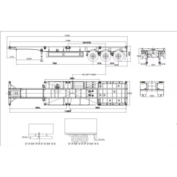 China Factory 20FT Skeleton Container Semi Trailer for Sale