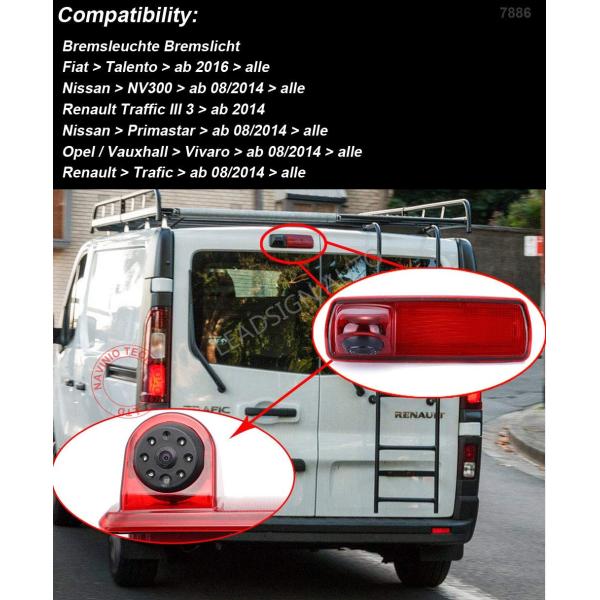 LDR Control Third Brake Light Camera , Fiat Talento Brake Light Reversing Camera