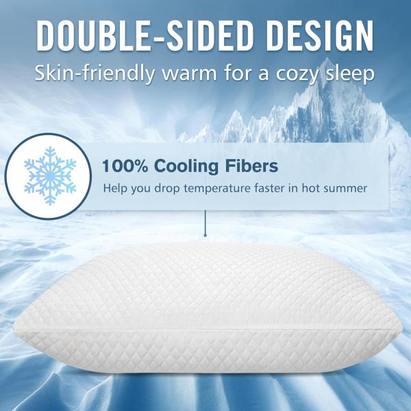 Height Adjustable Memory Foam Pillow with Washable Removable Pillowcase Standard Size