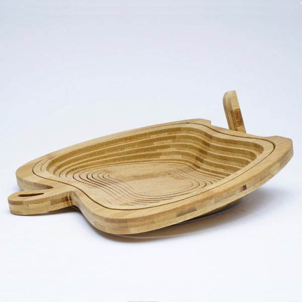 Nature Non-toxic collapsible bamboo handcrafted wooden fruit basket for special gift