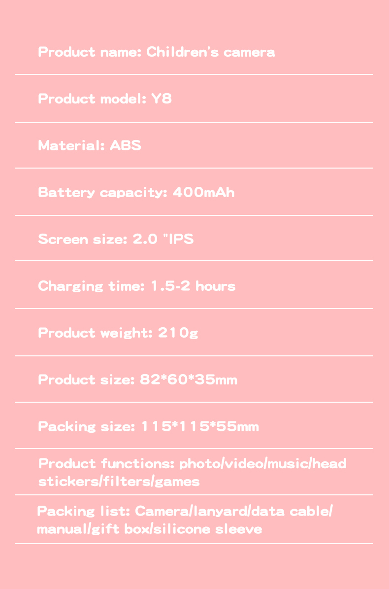 Kids Digital Camera Unicorn Pattern Silicone Drop Protection HD Video CCD MicroSD 9600W Dual Front Rear Cameras IPS Screen