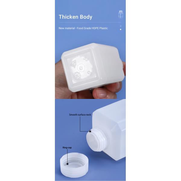 Flat HDPE Square Empty Plastic Bottle With Lid for Shampoo Conditioner Paint Storage