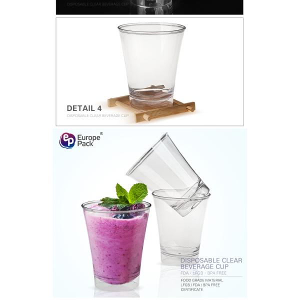 Tableware drinkware 300ml clear plastic tea cups wholesale for cold beverage