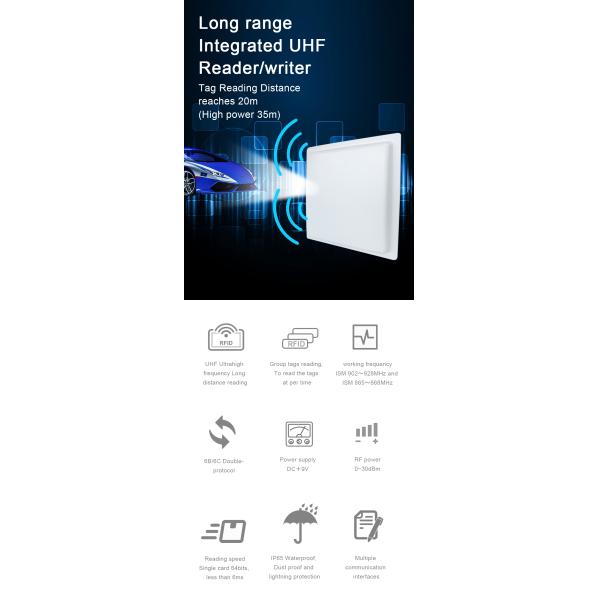 Anti Counterfeiting UHF RFID Reader With Waterproof Antenna Wiegand 485 Interface