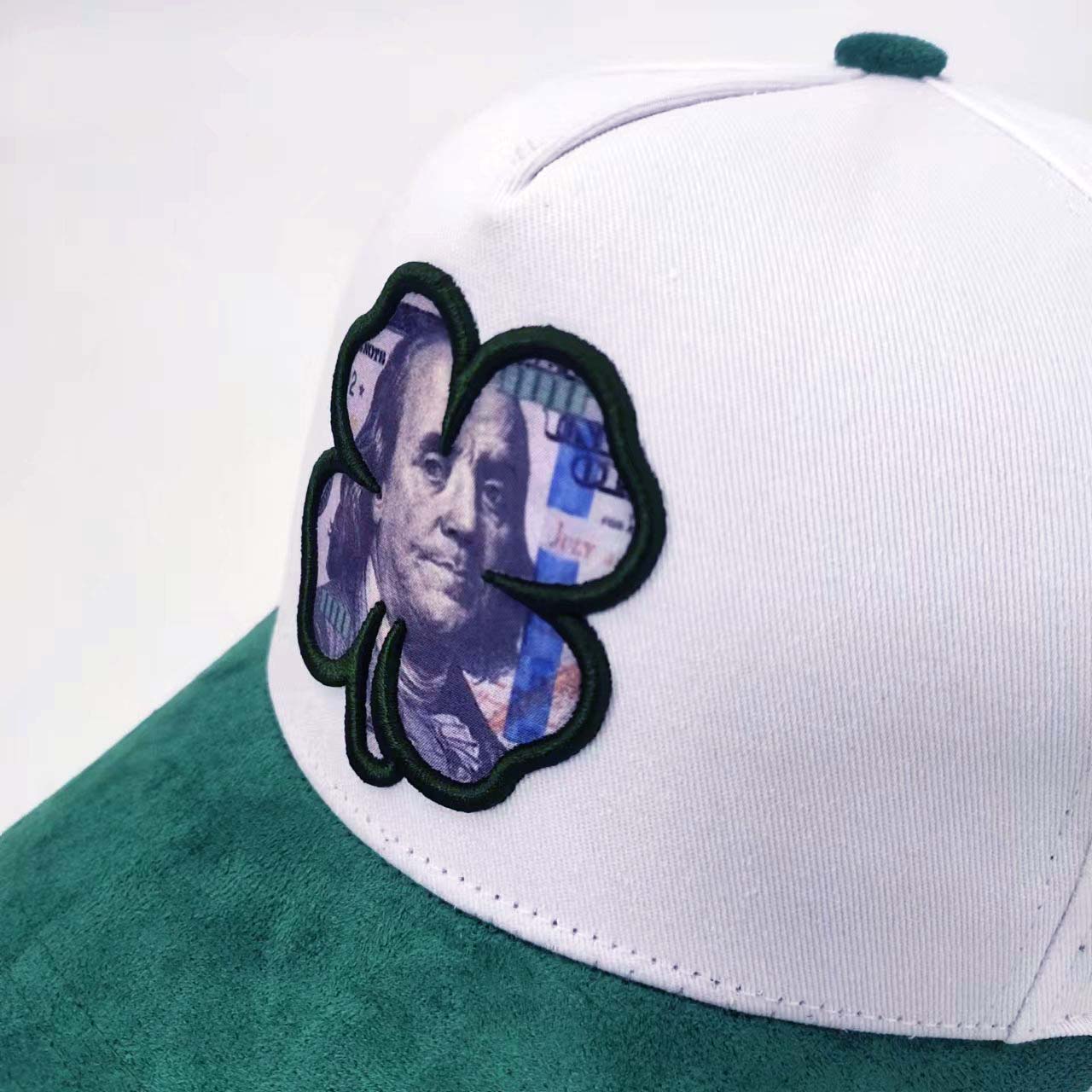 Structured Baseball Cap Two tone Cotton 3D Patch Embroidered 5 panel Mid Profile Custom Pattern Custom Suede