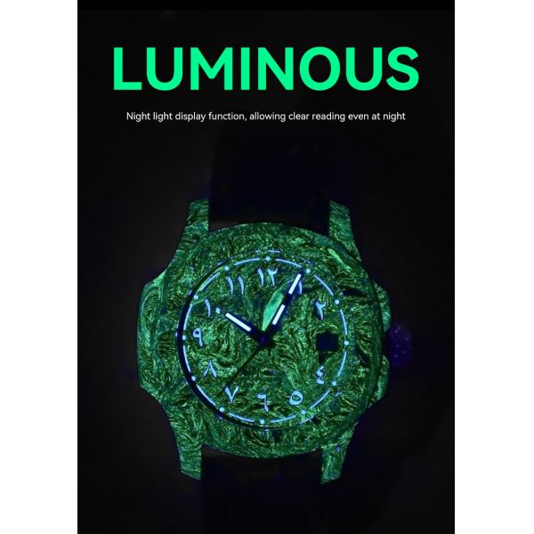 Verdant Nocturne Forged Carbon Arabic Automatic Watch