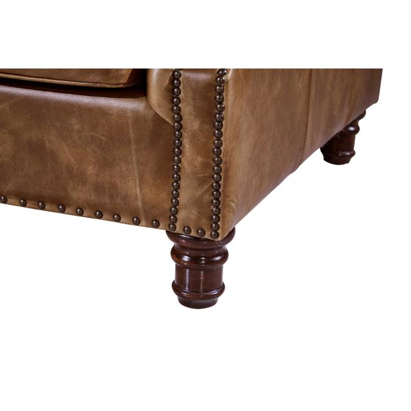 Solid Wood Legs Supper Soft Leather Sofa High Density Foam / Sponge S Shape Spring