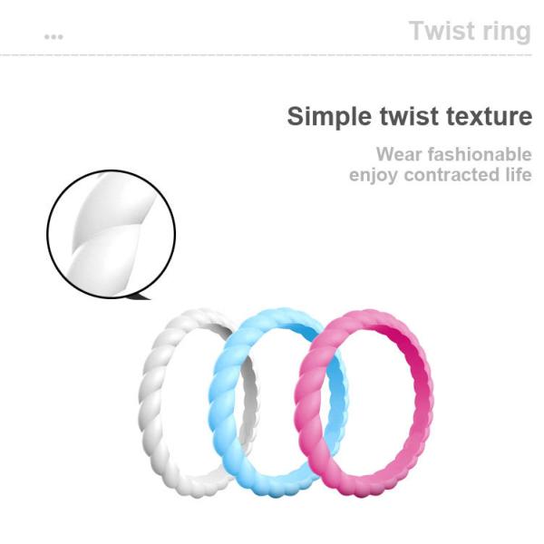Thin Braided Stackable Sport Black Ring Hypoallergenic Silicone Wedding Rings for Women