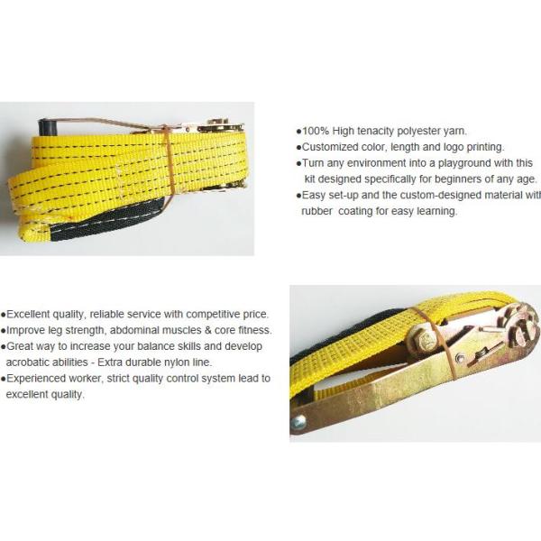 Polyester Webbing Slackline Walking Rope Yellow Color With Customized Logo