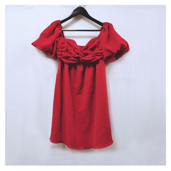 Big Puff Sleeves Solid Color Polyester Jacquard Blouse