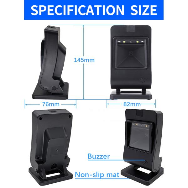 RiCODE 2024 New 2D QR Code Barcode Scanner Desktop Handsfree Table Top Code Reader With Ultra High Performance