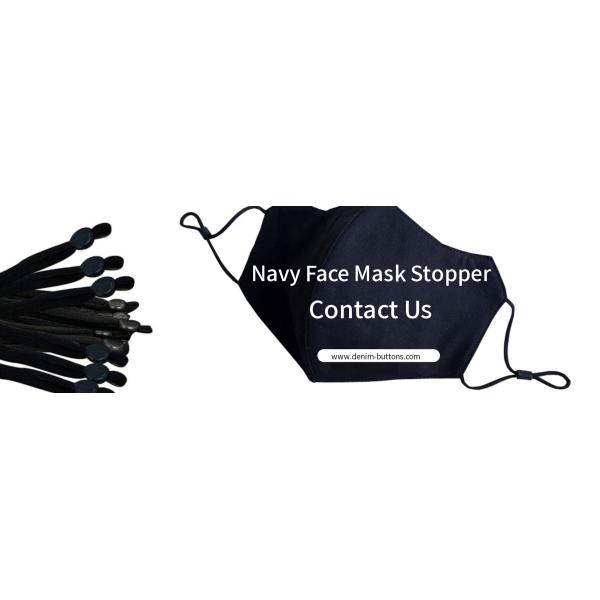 Navy Face Mask Stopper | Toggle Cord Locks Silicone Adjuster