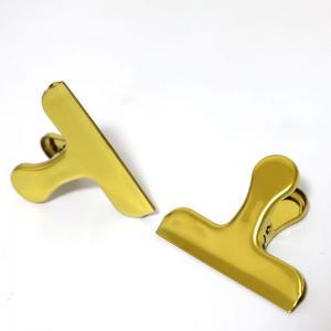 China Custom Brass Bulldog Clip for Office Bill Ticket Gold Duckbill Metal Paper Binder Clip on sale