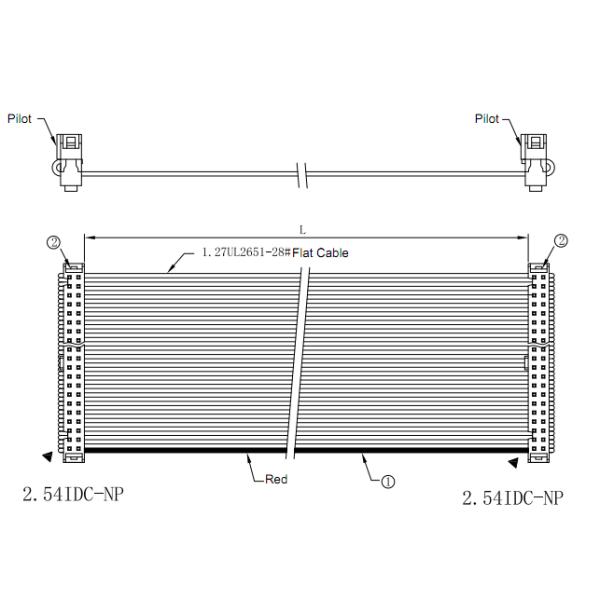 2.54mm Pitch IDC / DIP Flat Ribbon Cable Assembly With Butterfly Hook