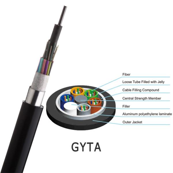 Outdoor GYTA G652D Armoured Optical Fiber Cable Single Mode