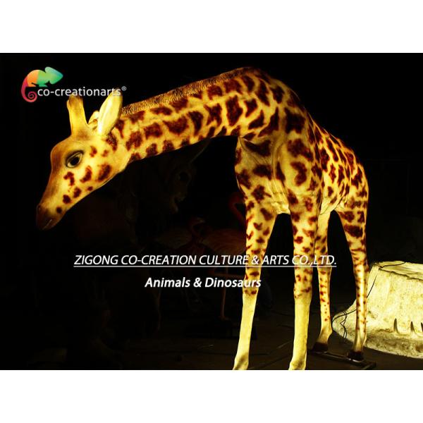 Lighting Theme Park Fiberglass Giraffe Simulation Color