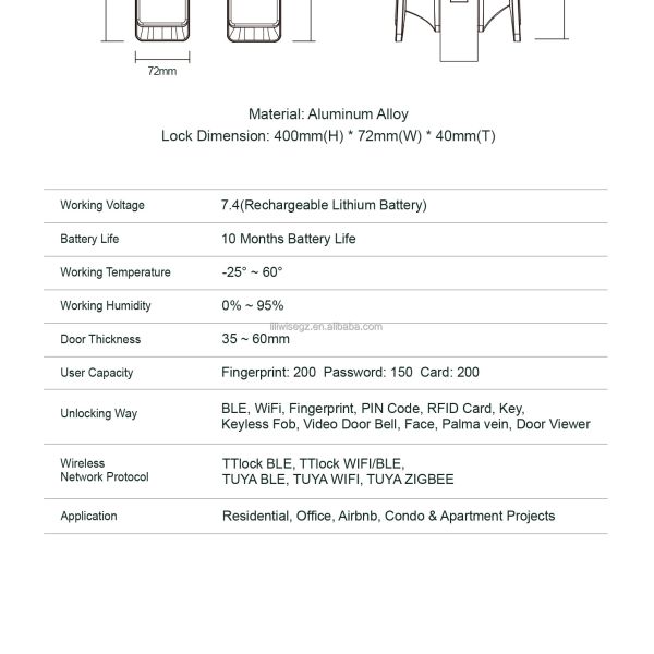 Liliwise Automatic Waterproof Electronic Smart Lock Camera Tuya Ttlock Fingerprint Digital 3D Face Recognition Smart Door Lock