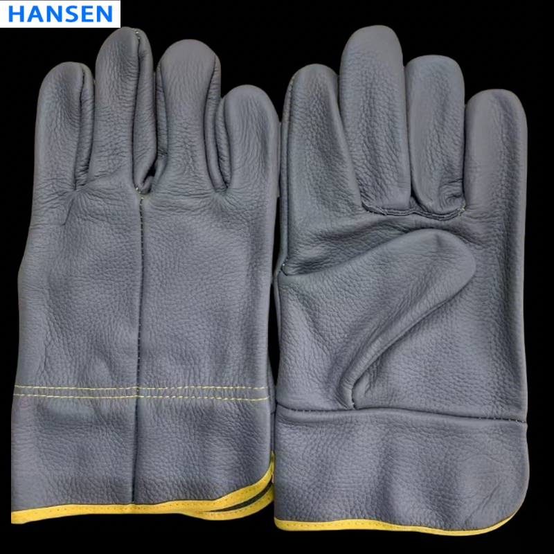 Split Cowhide Welding Gloves , Double Layer Heat Resistant Welder Gloves , Short Driver & Long Cuff Leather Safety Gloves , Anti Spark Wear Resistant