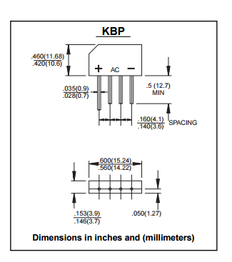 SINGLE PHASE BRIDGE 3 Pin Transistor , silicon rectifier diode KBP206G