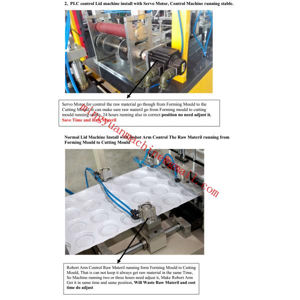 Long Lasting Universal Plastic Lid Forming Machine With Servo Motor Control Running