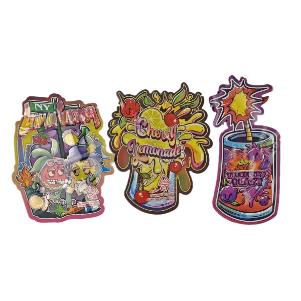 3.5g Customized Packaging And Logo Printing Special Unique Shaped Inside Printed Holographic Die Cut Mylar Bag