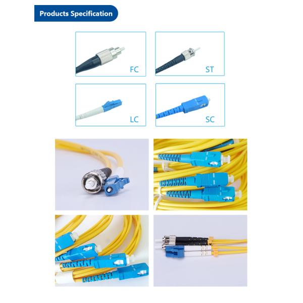 Simplex Duplex Fiber Optic Patch Cord UPC/PC/APC ST LC FC SC With Low Insertion Loss