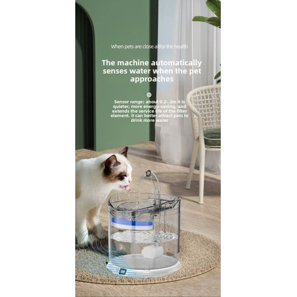 Automatic Cat Water Dispenser Wireless Charging Rechargeable Intelligent Induction Live Water Filtration Unplugged Solid