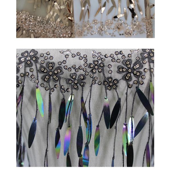 Customized Embroidered Mesh Gold Paillette Sequin Fabric Mesh Fabric With Sequins for Sale