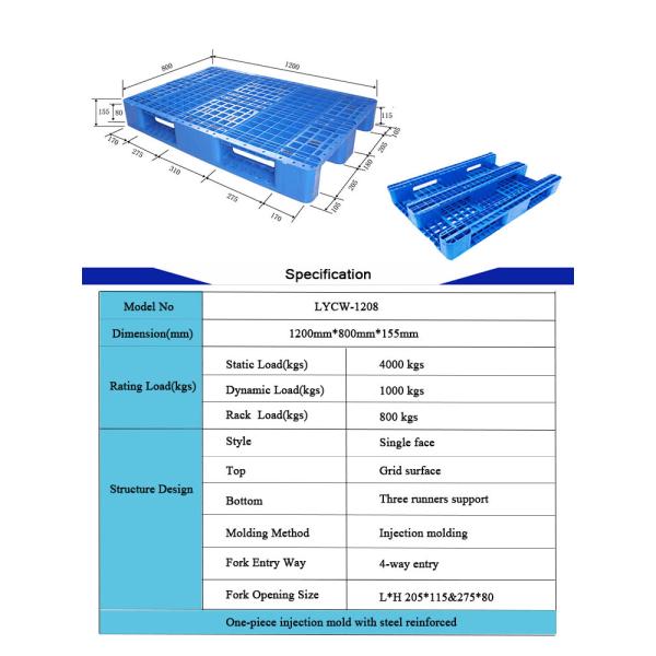 Dark Blue HDPE Reversible Plastic Pallets 1200 X 800 Grid Surface