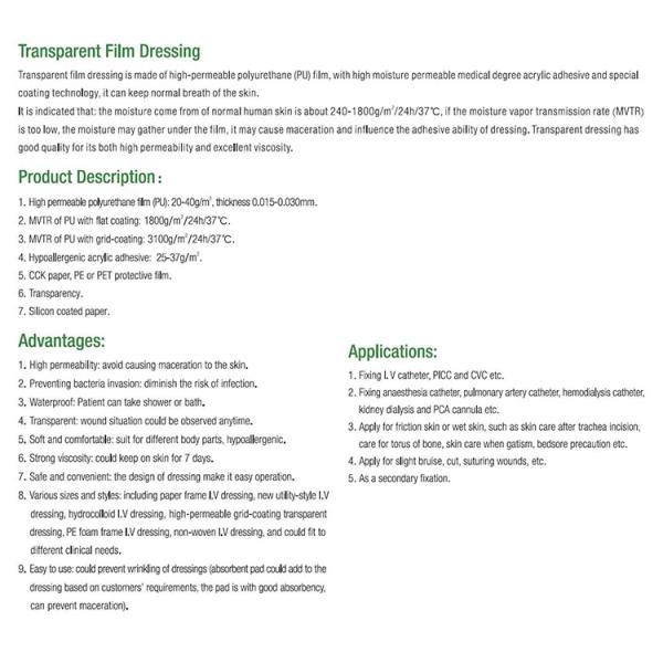 OEM Transparent Wound Dressing IV Cannula Dressing for Wound Care