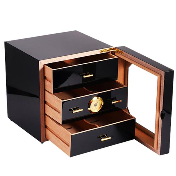 Three layer cigar box cabinet thermometer skylight cigar temperature control humidification moisture retention wooden storage box