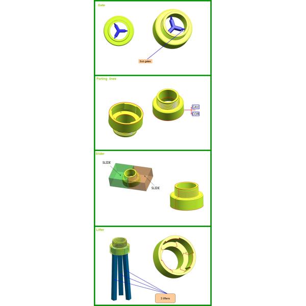 ABS Material Plastic Injection Molding Outer Threaded Stuart Adapters Sub Gate