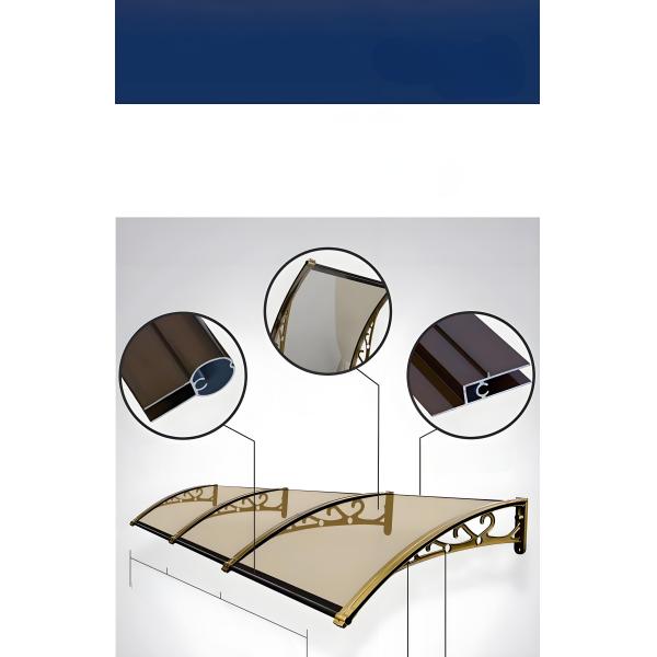 2.5mm PC Solid Sheet Or 5.0mm PC Hollow Sheet Plastic Frame Wall Mounted Awning Great Weather