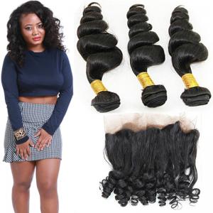 China 8A Smooth 360 Lace Frontal Loose 24 Inch Wave 3 Bundles Human Hair Weave on sale