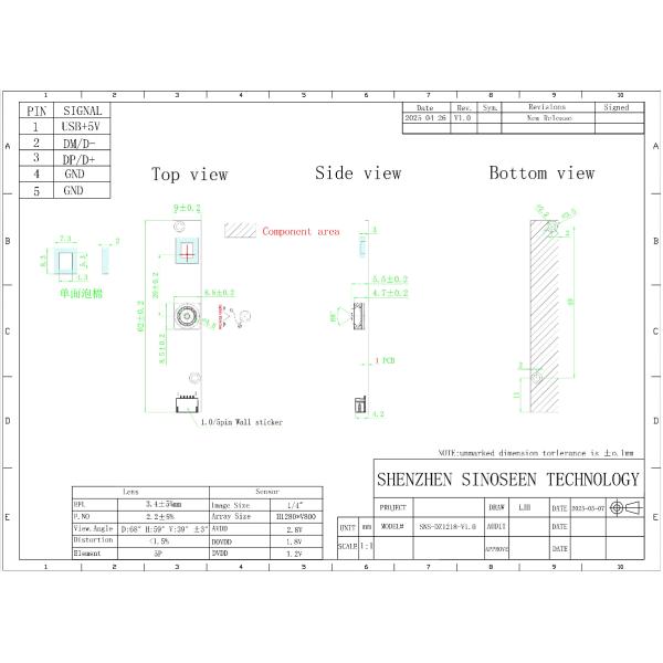 USB2.0 Camera Module OV9782 720P 120fps for Barcode Scanning
