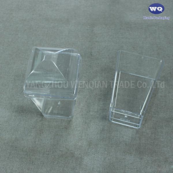 3 Oz Mini Dessert Cups With Spoons, Square Tall - Clear Plastic Parfait Appetizer Cup - Small Reusable Serving Bowl For