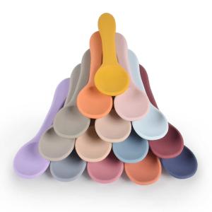 Quality Eco Friendly Silicone Weaning Spoons Blue Green Purple Orange for sale