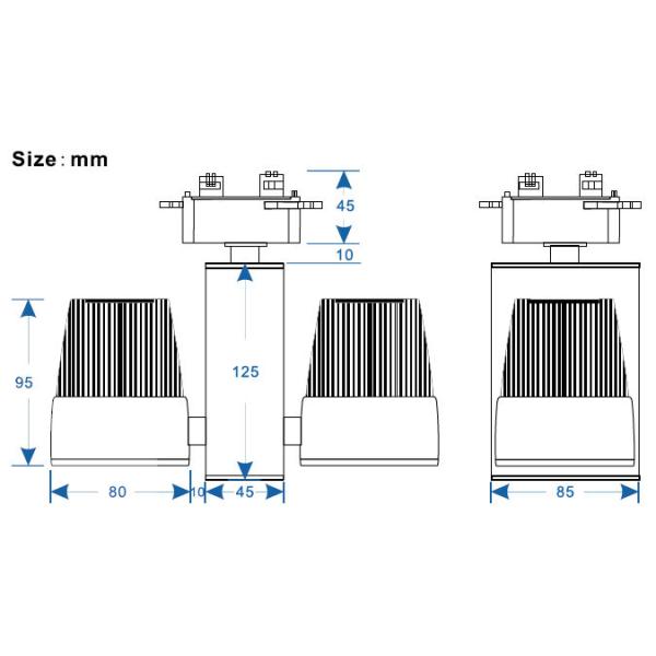 Ceramic PCB 2*10W/20W COB dimmable LED track light