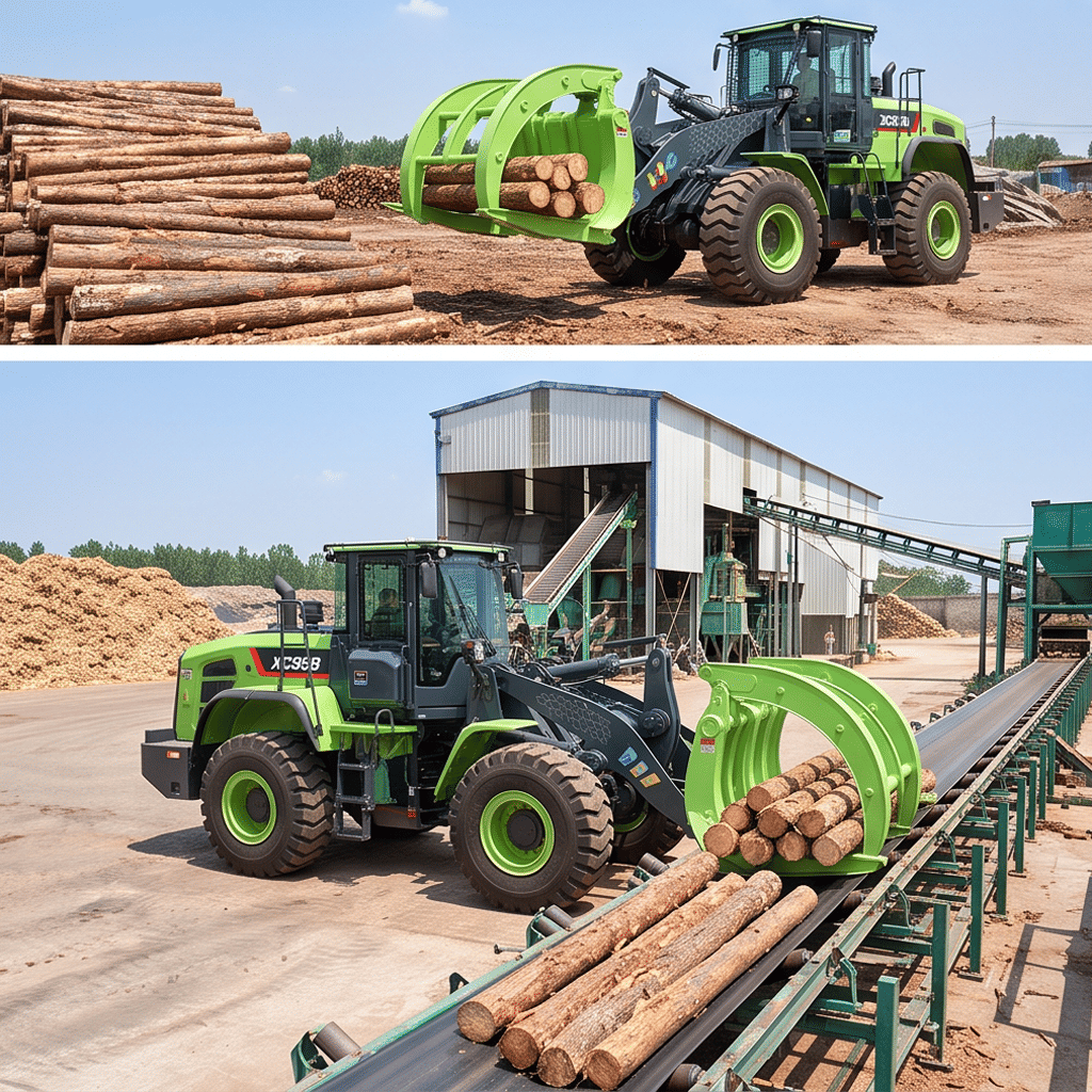 best price EV wheel loader china supply 5.5 ton Full Electric Loader XC958-EV Battery Powered Front End Loader Low Noise with Log Grapple for Timber Forestry Handling Construction Mining EV loader