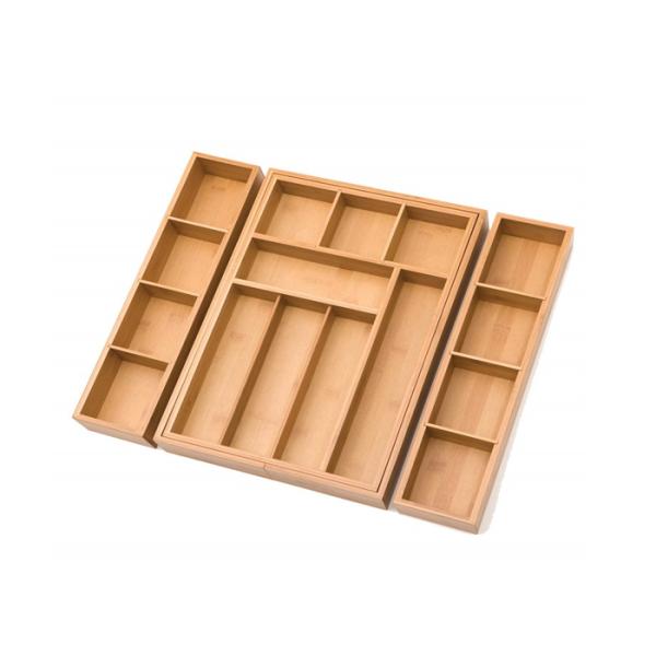 Complex Expandable Natrual Bamboo Storage Drawer Organizer Set