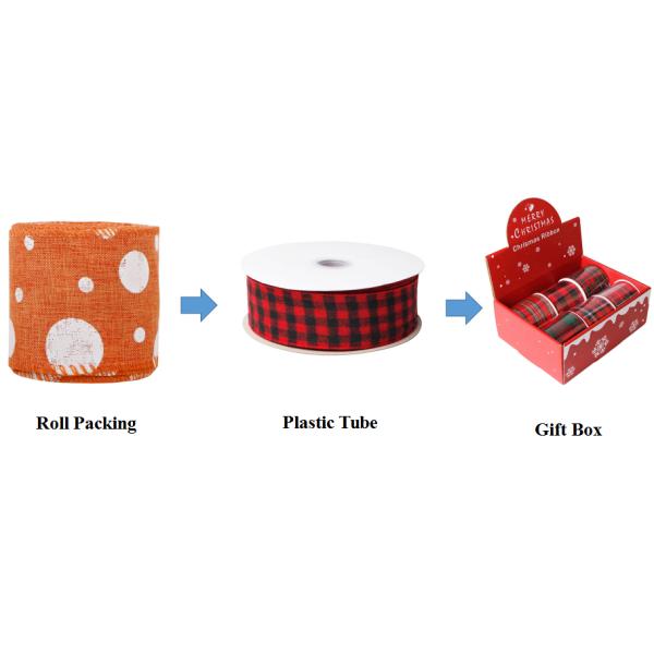 Customized Polyester Wired Edge Ribbon Roll for Christmas Crafts Polyester Material