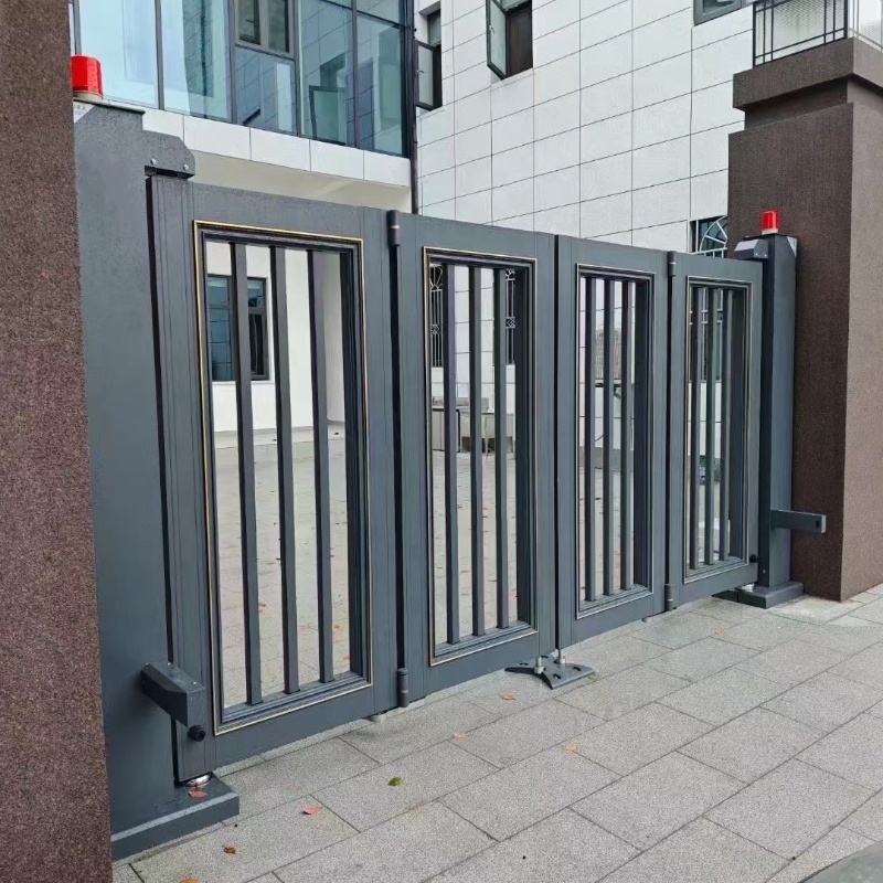 Aluminum Alloy Electric Retractable Gate Collapsible Trackless Outdoor Automatic Industrial Entry Door Courtyard Hotel