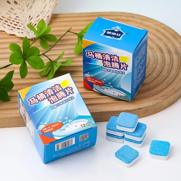 12 Tablets/Box Disposable Toilet Cleaning Effervescent Tablets Solid Fragrance Removes Odor Toilet Cleaning Tablets