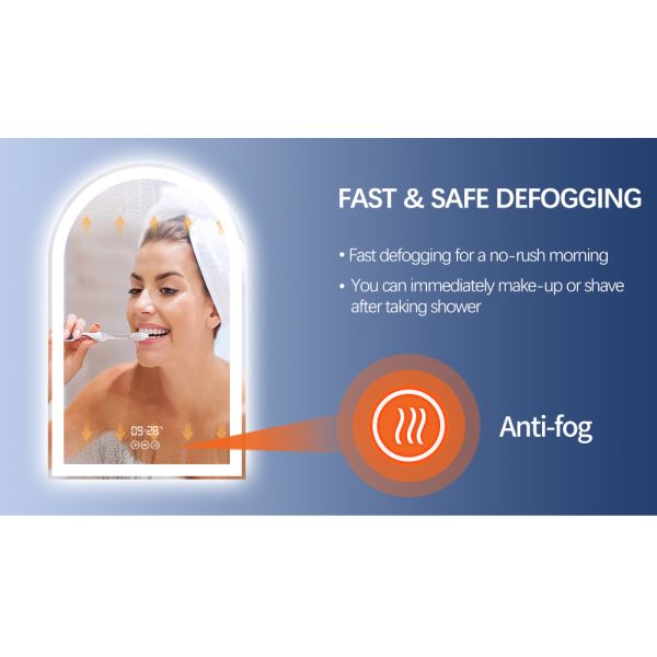 LED Light Backlit Arch Bathroom Mirror , Asymmetrical LED Bathroom Mirror