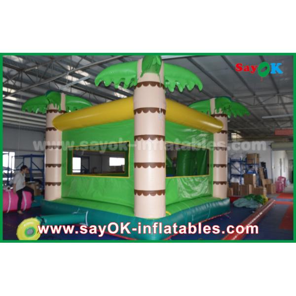 Customize Coconut Tree Green Inflatable Bouncer House For Playing