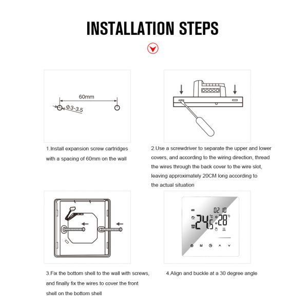 Smart WiFi Underfloor Heating Thermostat Controller with Voice Control, APP, LED Display for Home and Commercial Use