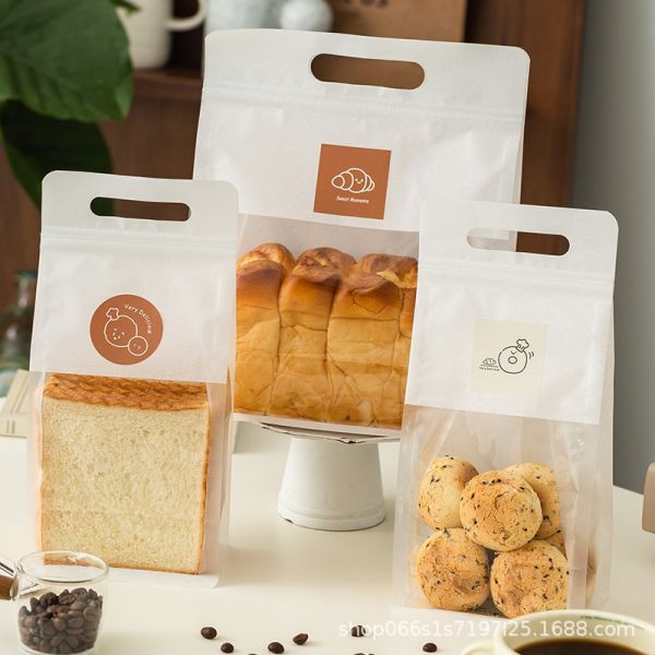 Custom Ziplock Plastic Bread Bag Handle For Food Packaging