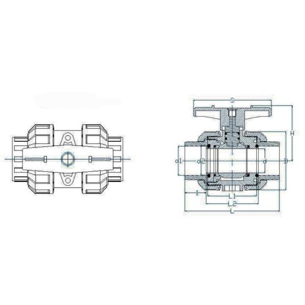 Plastic CPVC/PVC True Union Ball Valve THREAD for Blow-Down Function and UV Protection