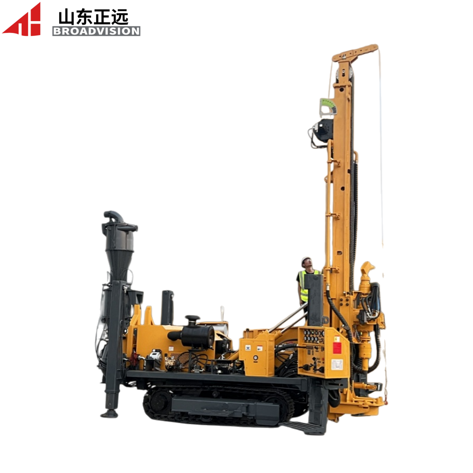 China 400m Drilling Depth Crawler Water Well Drilling Rig with Fast Feeding Speed of 32m/min and Rotary Torque of 8000/4000nm on sale